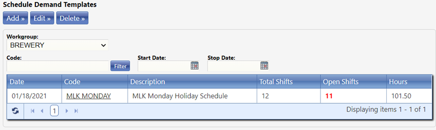 Scheduling with Demand Templates